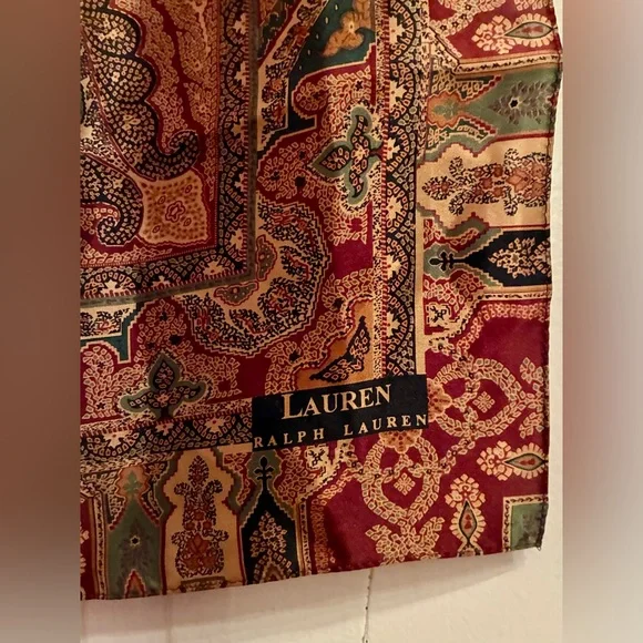 Ralph Lauren Leather Shoulder Bag & Ralph Lauren silk scarf paisley. GUC - Picture 6 of 9